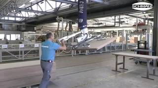 Vacuum Tube Lifter Ergonomic Handling of Doors amp Heavy Wooden Boards  Schmalz [upl. by Berfield]