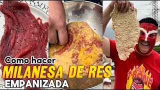 Como hacer milanesa de res empanizada  Yo Soy MrTbone [upl. by Errecart]