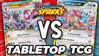 Can Ceruledge ex Defeat Hydreigon ex in this Surging Sparks Tabletop Match [upl. by Elnora]