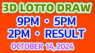 3D LOTTO RESULT TODAY 9PM RESULT OCTOBER 14 2024  PCSO LOTTO RESULT DRAW [upl. by Sewellyn]