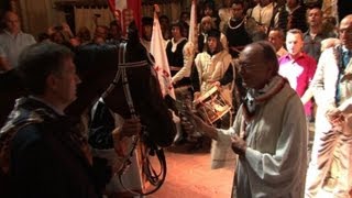 Horse receives blessing before Sienas annual street race [upl. by Anerbes]