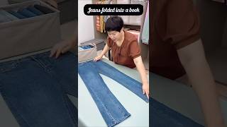 Jeans Folding Made Stylish amp SpaceSaving shorts clothfolding fashionstyle diy [upl. by Akinna]