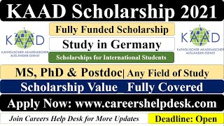 KAAD Scholarship 2021  Scholarship in Germany  MSPhDPostdoc  Fully Funded  Study in Germany [upl. by Kovacs]