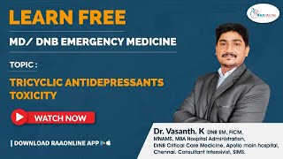 MDDNB Emergency Medicine  Tricyclic Antidepressants Toxicity  By DrVasanth  Raaonline [upl. by Ahusoj]