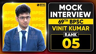 69th BPSC Topper Interview 🔥 Rank 5  Vinit Kumar  Mock Interview  BPSC Wallah [upl. by Ydurt544]