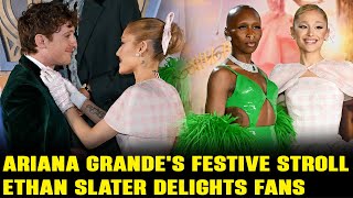 Ariana Grande and Ethan Slaters Festive NYC Stroll Delights Fans [upl. by Annaynek]