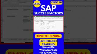 SAP SuccessFactors Employee Central Training Video 70 27th Oct 2024 sapsuccessfactorstraining [upl. by Maximilian880]