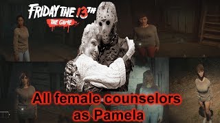 Friday the 13th the game  All female counselors pretending to be pamela [upl. by Hallee137]