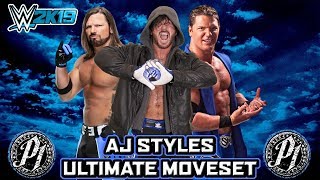 WWE 2K19 AJ Styles Ultimate Moveset [upl. by Anthia]