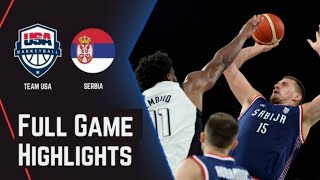 USA vs serbia Mens Basketball  Live Highlights  2024 Olympics 8820243 [upl. by Ailhat]