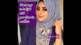 3 ways to do hijab style with your favorite necklace  Samra Mirr [upl. by Barrus933]