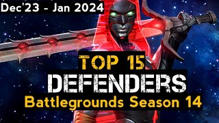 MCOC Top 15 Defenders for Battlegrounds Season 14  January 2024  Marvel Contest of Champions [upl. by Ahsiyn]