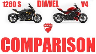 Ducati Diavel 1260S vs the 2023 Diavel V4  Comparison [upl. by Valle702]