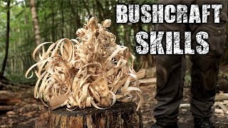 Bushcraft Skills  Axe amp Knife Skills Camp Setup Fire Overnight Camping [upl. by Ursulette]