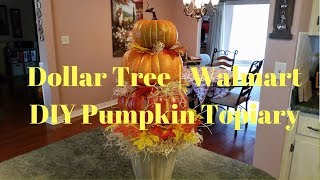 Dollar Tree  Walmart DIY Pumpkin Topiary  Farmhouse Pumpkin Topiary [upl. by Goines]