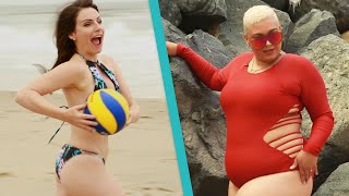 Women Try Amazon Swimsuits At The Beach [upl. by Attolrahc]