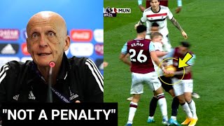 BREAKING Pierluigi Collina said quotThe ball was a handball not a penalty  Man United vs Westham [upl. by Carol-Jean]