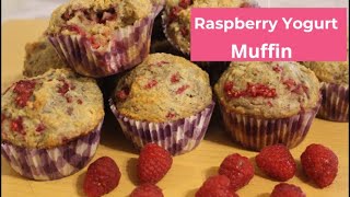 Raspberry Yogurt Muffin Easy Recipe [upl. by Sheelah]