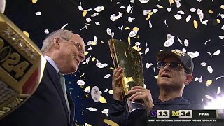 FULL The Michigan Wolverines HOIST the CFP National Championship Trophy  ESPN College Football [upl. by Martijn765]