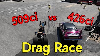 Dragrace Showdown 1970 Hemi Superbird vs Lil Miss Leadfoot’s DragsterV1 [upl. by Arodal]