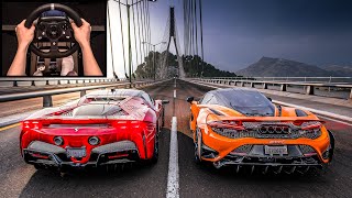 Ferrari SF90 Stradale VS McLaren 765LT Steering Wheel  Paddle Shifter Gameplay  Forza Horizon 5 [upl. by Xuerd144]