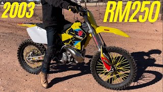 2003 Suzuki RM250  FIRST RIDE amp FULL THROTTLE [upl. by Tarabar]