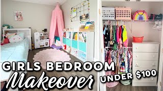 DIY Girls Room Makeover on a Budget  Bedroom Decorating Ideas  Kids Closet Organization [upl. by Ohara]