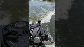 Outboard lawn mower engine exhaust modification before and after [upl. by Ikcin]