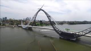 Matagarup Bridge and Optus Stadium Burswood West Australia March 2019 [upl. by Lonee34]