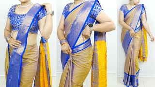 Easy silk saree draping with perfect pleats  How to wear silk saree for Newly married girl [upl. by Theall]