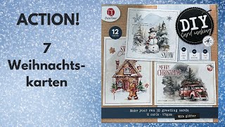 ACTION 7 Weihnachtskarten ein neuer DIY Cardmaking Block  Déco Time [upl. by Ycats203]