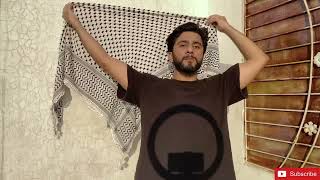 Palestinian keffiyeh  wrap  SheMagh tutorial [upl. by Oiramal]