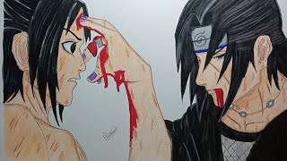 Itachi And Sasuke Last sad Meet drawing by VS Arts narutoshippuden naruto animeitachitrending [upl. by Gavini]