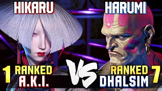 Hikaru 1 Ranked AKI vs Harumi 7 Ranked Dhalsim STREET FIGHTER 6 Showdown [upl. by Ayanad]