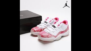 Air Jordan 11 Retro Low White Black Pink Snakeskin AH7860106 [upl. by Aillij]