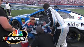 Bubba Wallace throws water in Alex Bowmans face after Charlotte Roval  Motorsports on NBC [upl. by Nywrad]