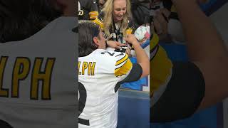 Mason Rudolph signs baby after win over Seahawks steelers nfl [upl. by Siravrat237]