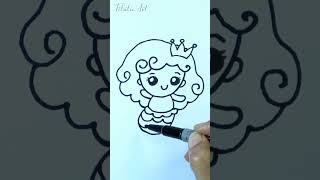 How to Draw a Little Mermaid Easy  Draw cute things Shorts drawing [upl. by Anasiul]