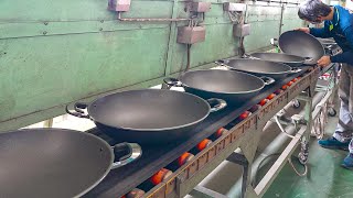 NonStick Chinese Wok Mass Production Process  鑄鋁中華炒鍋  Taiwan Wok Factory [upl. by Dnyletak]