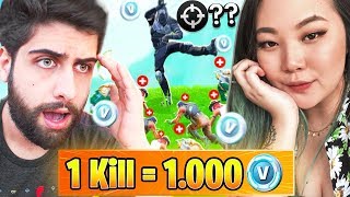 CADA KILL  1000 VBUCKS DESAFIO COM A MINHA NAMORADA  FORTNITE [upl. by Xever344]