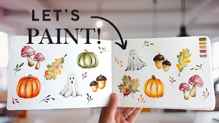 Watercolor Autumn Sketchbook Spread  Easy Tutorial  Paint with me [upl. by Bruis]