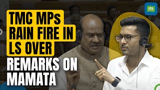 Angry TMC MPs rain fire in Lok Sabha over remarks on CM Mamata LS Speaker Om Birla intervenes [upl. by Serene]