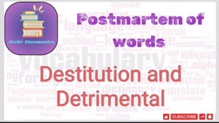 Destitution  Detrimental  meaning of Destitution  Meaning of DetrimentalBy mnemonics07 [upl. by Jeunesse]