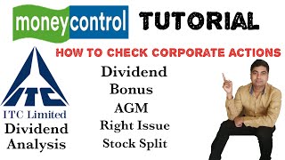 Moneycontrol WebsiteTutorial Hindi How To Check Corporate ActionsDividendBonus  Anil Maurya [upl. by Airaet]