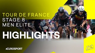 BATTLE AT THE FINISH ⚔️  Tour de France Stage 8 Race Highlights  Eurosport Cycling [upl. by Hnib]