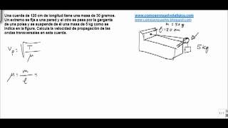 Fisica movimiento ondulatorio velocidad propagacion ondas en cuerda con peso [upl. by Werna516]