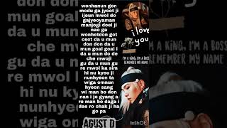 Daechwita rap lyrics kpop suga edit btsmember shorts bts [upl. by Yeneffit741]