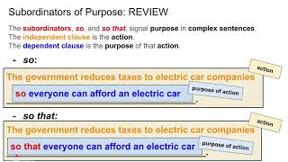 SUBORDINATE amp PREPOSITIONS OF CAUSEREASON amp PURPOSE [upl. by Hakym]