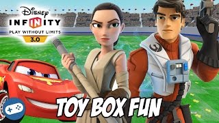 Rey Poe Dameron and Lightning McQueen Disney Infinity 30 Toy Box Fun Gameplay [upl. by O'Donoghue]