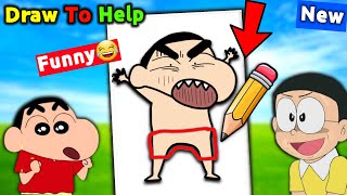 Draw To Help Shinchan and Nobita 😱  Funny Game 😂 [upl. by Naie]